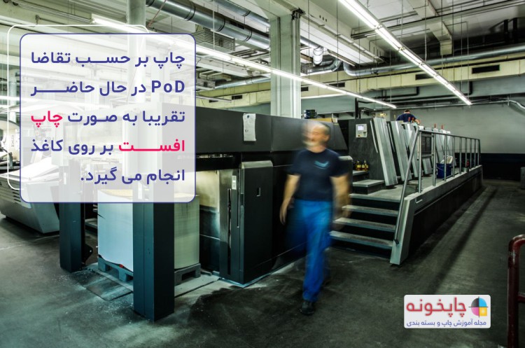 چاپ بر حسب تقاضا (PoD) در حال حاضر تقريبا به صورت چاپ افست بر روی کاغذ انجام می گیرد.